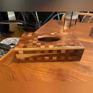 *SOLD* Vintage Patchwork Wooden Tissue Box